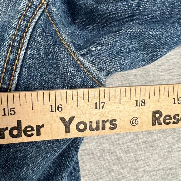 Driftwood Denim Jacket Womens Small Blue Faux Fur Collar Mob Wife Whimsigoth - Picture 10 of 11